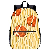 Spaghetti Meatballs Pattern Laptop Backpack for Men Women 17 Inch Travel Daypack Lightweight Shoulder Bag
