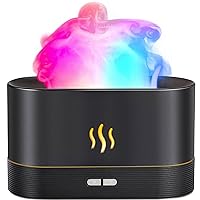Essential Oil Diffuser,Humidifier with 7 Colors Flame Light,180ml Air Humidifiers for Bedroom, Home, Office, Gifts - Portable,Auto-Off Protection,4 Modes Mist(Black)