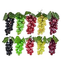 Toopify 10 Bunches Artificial Grapes, Simulation Decorative Lifelike Rubber Fake Plastic Grapes Clusters for Wedding Fruit Wine Kitchen Centerpiece Décor (5 Colors,2 Size)