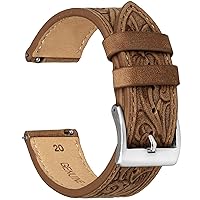 Quick Release Leather Watch Band Retro Pattern Leather Classical Replacement 20mm 22mm for Samsung Galaxy Watch 6 Band Classic 43mm 47mm 40mm 44mm Leather Watch Strap