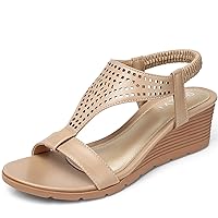 SWQZVT Women Sandals Wedge Low: Dressy Summer Sandal - Comfortable Hollow Out Sandals