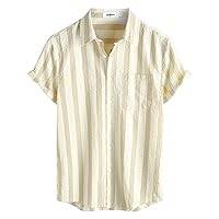 VATPAVE Mens Striped Summer Shirt Casual Button Down Short Sleeve Beach Hawaiian Shirts