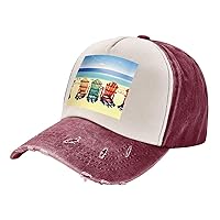 Beach Scene with Chairs Print Vintage Washed Cotton Adjustable Baseball Caps Dad Hat Adjustable Hip Hop Hat Trucker Hat