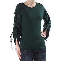 I-N-C Womens Runched Sleeve Knit Blouse