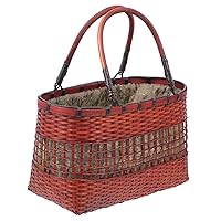 ERINGOGO Small Instrument Bag Ladies Hand Bags Woven Tote Vintage Tote Bag Woven Baskets Weave Basket Woven Bag Hamper Handbags Woven Storage Bag with Handle Cloth Miss Tea Basket Portable