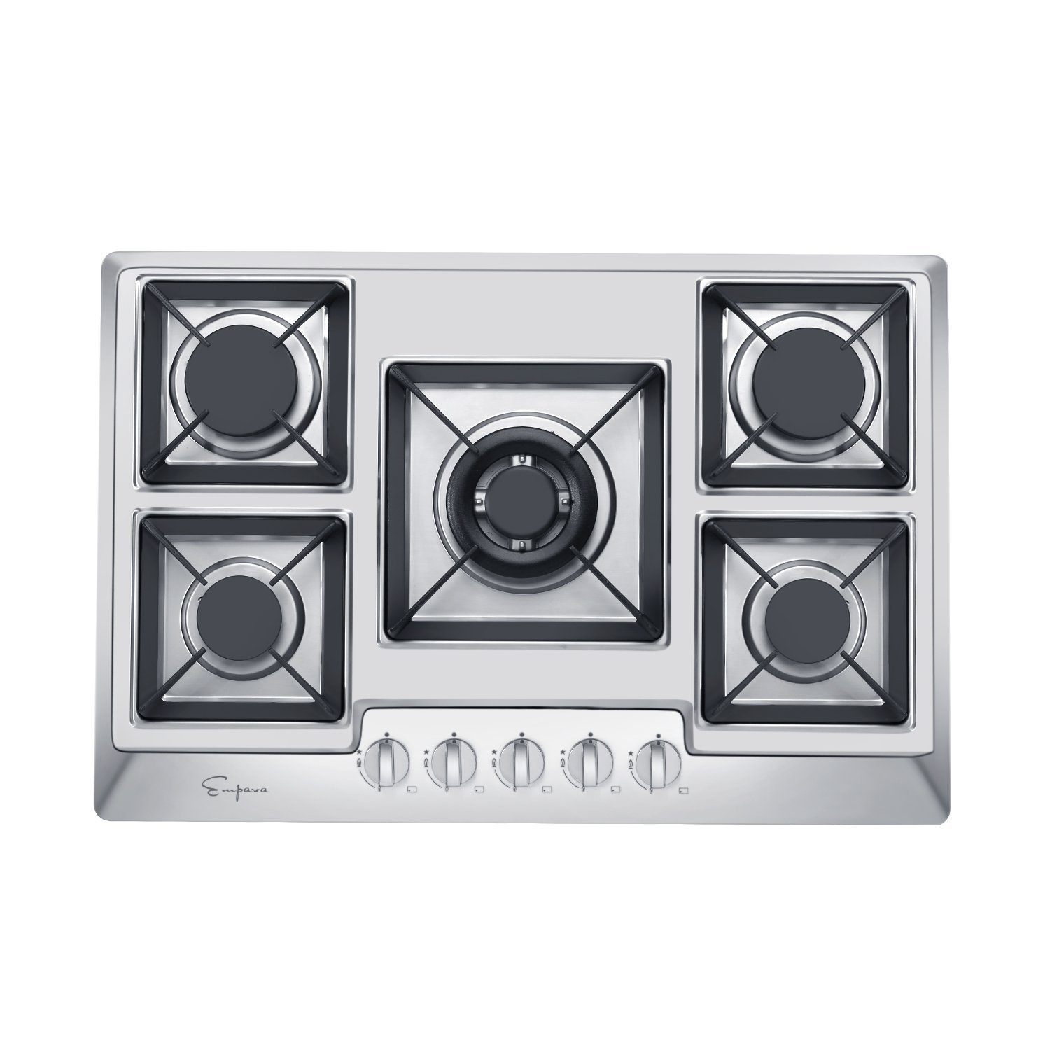 Empava 24 in. Gas Stove Cooktop with 4 Sealed Burners-Heavy Duty Continuous Grates-NG/LPG Convertible-Black Tempered Glass Surface, 24 Inch