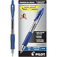 Pilot, G2 Premium Gel Roller Pens, Extra Fine Point 0.5 mm, Pack of 12, Blue