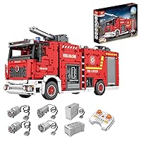 City Ladder Fire Truck Building Kit, Building Block Toy, for Boys or Adults (2888PCS/RC Version)