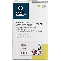 Business Source 20861 Laminating Pouch, Bus Card, 5Mil, 2-1/4x3-3/4, 100/BX, CL