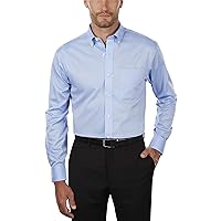 TOMMY HILFIGER Men's Non Iron Solid Button Down Collar, Blue, 17.5