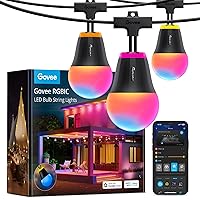 Outdoor String Lights H1, 50ft RGBIC Outdoor Lights with 15 Dimmable Warm White LED Bulbs, Smart Outdoor Lights with 60 Scene Mode, IP65 Waterproof, Work with Alexa for Mothers Day Decorations