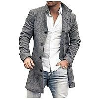 Casual Coat Tunic Trench Coat Men Turn-Down Collar Button Courderoy Jacket Classic Fit Solid Basic Overcoat