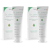 Dr. John’s Natural Toothpaste Gel (Pack of 2) w/Hyaluronic Acid HA and Xylitol – Support Healthy Teeth & Gums - Gentle Whitening Fresh Mint Vegan Friendly (4.58 oz / 130g)