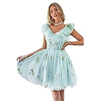 Short Tulle Prom Dress Off Shoulder A Line Mini Homecoming Dress Spaghetti Strap Cockyail Party Dress