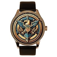 Classic USA Eagle Ensignia Patriotic Scout Art Solid Brass Collectible Watch