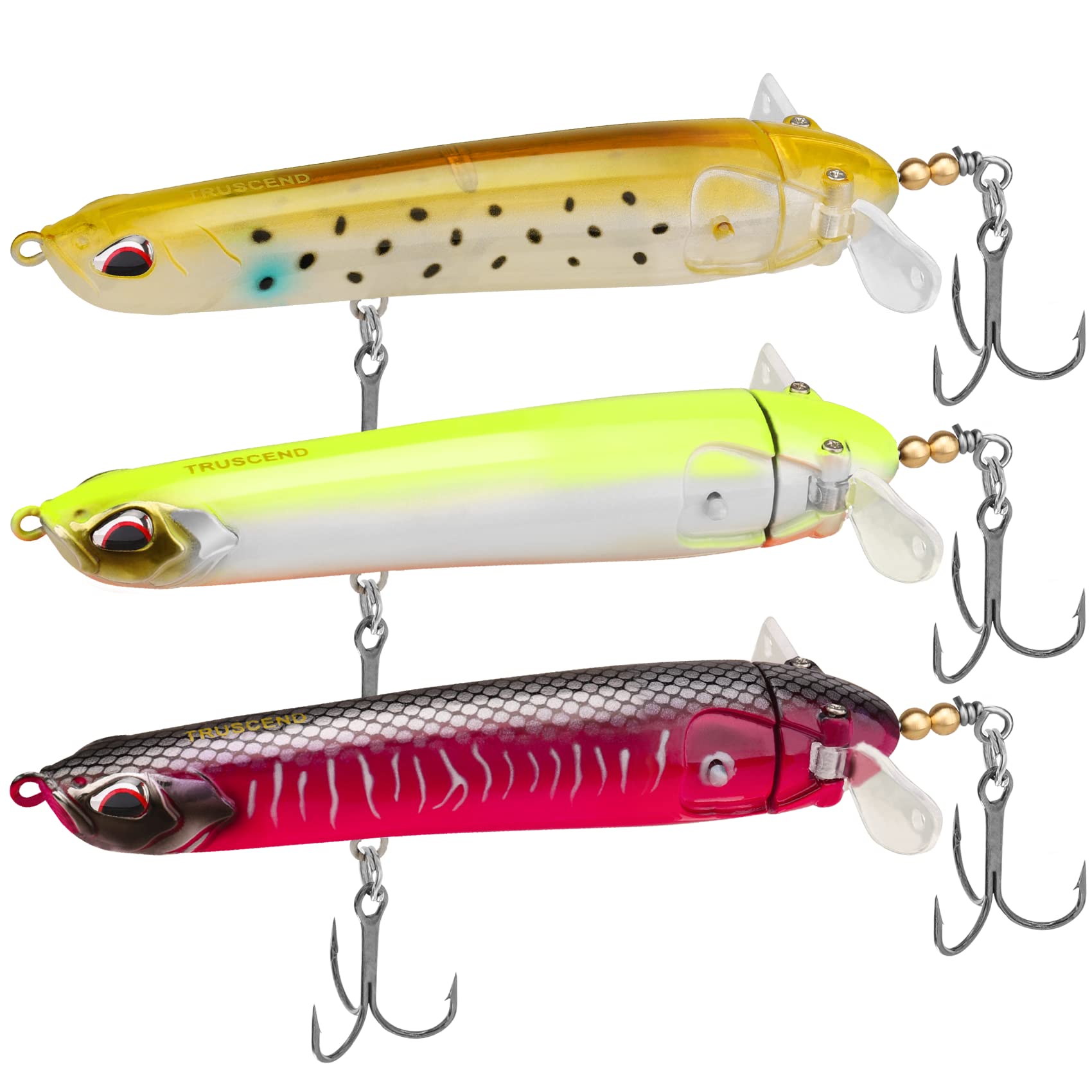 TRUSCEND Top Water Fishing Lures with BKK Hooks, Floating Lure for Bass  Catfish Pike, Wobble Surface Baits Teasers