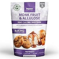 Monk Fruit Allulose Sweetener, Zero Calorie Blend, Keto Friendly Sugar Substitute, Plastic Free Packaging (1 lb)