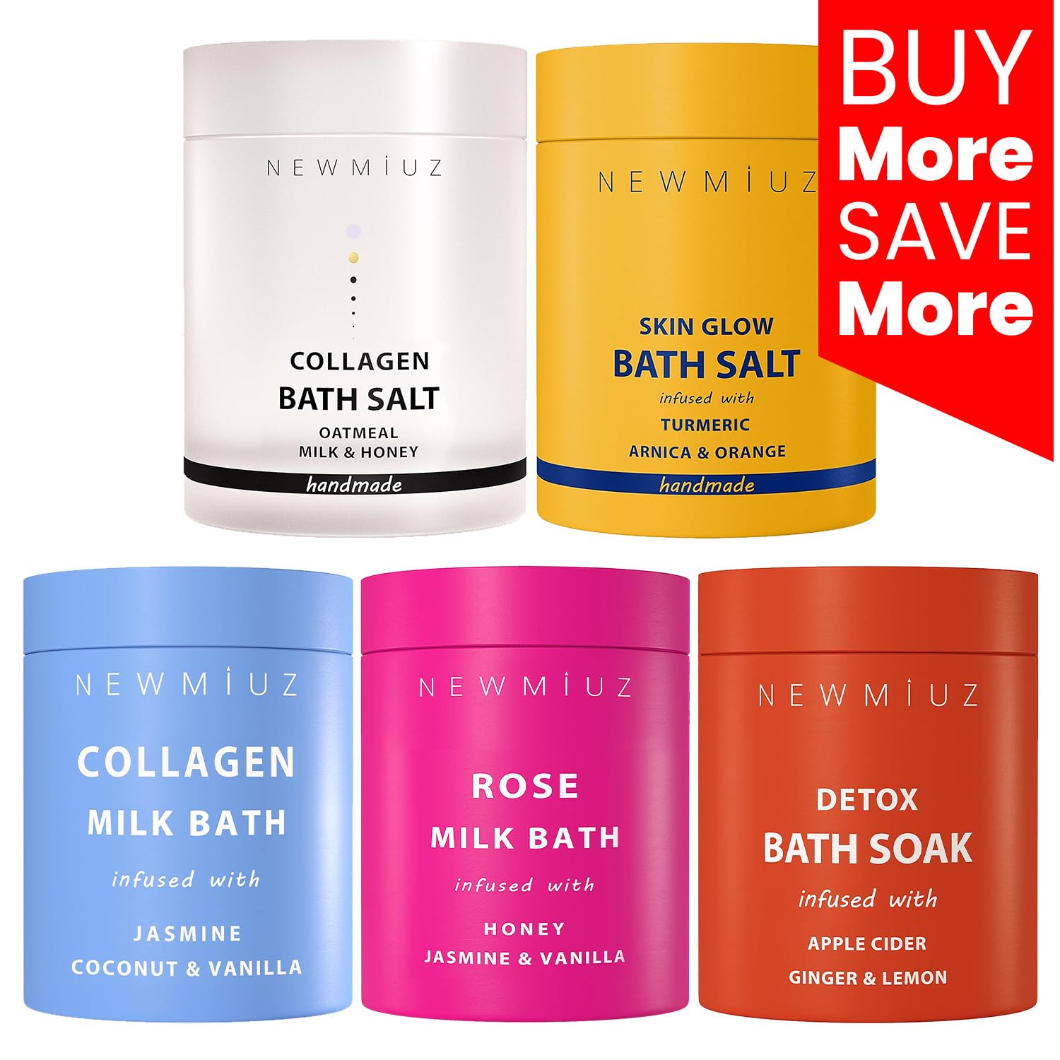 Luxury Milk Bath & Bath Soak Salt Gift Set Pack of 5