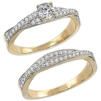 14k Gold 2-Pc Diamond Engagment Ring Set 0.36 cttw Brilliant Cut Diamonds, 1/4 in. wide