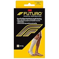 FUTURO Open Toe/Open Heel Knee Length Stocking, Firm Compression (20-30 mm/Hg), For Standing or Sitting All Day, Beige, Medium, Unisex, 1 Stocking