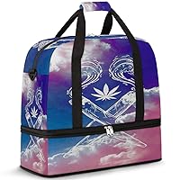 Weed Smoke Foldable Travel Duffel Bag Sports Tote Gym Bag With Shoe Compartment For Woman Man Carry On Luggage Overnight Travel Weekend Yoga Workout Bag Training Handbag