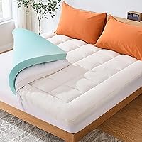Dual Layer Memory Foam Mattress Topper King Size 3 Inch, 2 Inch Cooling Gel Memory Foam Plus 1 Inch Bamboo Viscose Pillow Top Cover, Comfort Support for Back Pain Relief Mattress Pad