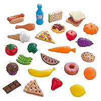 KidKraft 30-Piece Plastic Play Food Set, Fruits, Veggies, Sweets and More, Use with Play Kitchens, Gift for Ages 3+