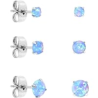 Body Candy Stainless Steel Synthetic Opal Post Stud Earring Pack of 3