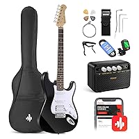 Donner DST-100B 39 Inch Electric Guitar Beginner Kit Solid Body Full Size Black HSS for Starter, with Amplifier, Bag, Digital Tuner, Capo, Strap, String,Cable, Picks