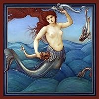 Mermaid with flowing red hair rising above the waves she is holding a fish in each hand Painted by Edward Coley Burne-Jones Sir Edward Coley Burne-Jones 1st Baronet ARA (28 August 1833 ? 17 June 189
