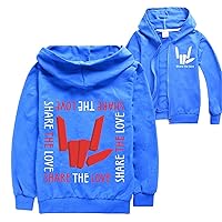 Unisex Kids Share The Love Print Full Zip Hoodies Jacket,Casual Hooded Sweatshirts for Boys Girls(2-14Y)