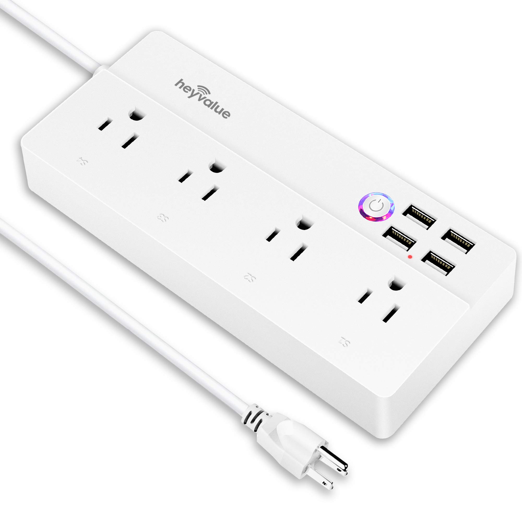 Smart Power Strip, Wifi Surge Protector, Voice Control with Alexa & Google Home, 4 AC Outlets 4 USB Port with 6-Foot Cord, App Control Appliances, Individual Control, Timing Schedule, No Hub Required