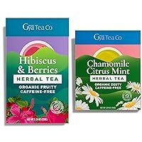 Hibiscus Berries Herbal Tea & Classic Chamomile Herbal Tea Set - Natural Loose Leaf Tea with No Artificial Ingredients - Brew As Hot Or Iced Tea
