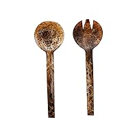 Creative Co-Op, Brown, Resin Salad Servers with Matte Marble Finish, Set of 2, Medium