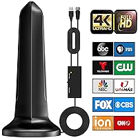 2022 Upgraded TV Antenna Smart Digital HD Indoor Amplifier 400+ Miles Range - Portable Aerial 360° Reception-Support 4K 1080p Fire Stick All TV's Outdoor Signal Booster for Local Channel -18ft Cable