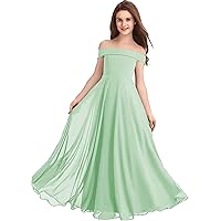 Chiffon Junior Bridesmaid Dresses Off Shoulder A-Line Teen Girls Party Pageant Gowns