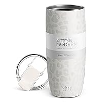 Travel Coffee Mug Tumbler with Flip Lid | Reusable Insulated Stainless Steel Cold Brew Iced Coffee Cup Thermos | Gifts for Women Men Him Her | Voyager Collection | 20oz | Cream Leopard