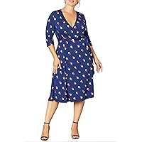 Kiyonna Plus Size Essential Midi Wrap Dress with Sleeves | Cocktail, Party, Wedding Guest or Work