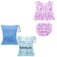 ALVABABY 2pcs Superior Waterproof Wet Dry Bags with 2-Piece Baby Boy Swimsuit