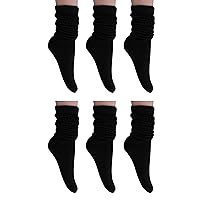 AWS/American Made 6 Pairs Women's Long Cotton Heavy Slouch Socks Shoe Size 5 to 10