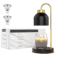 Candle Warmer Lamp,Black Metal, with 2 Bulbs,Timer & Dimmer,Compatible with Large Yankee Candle Jars,Electric Top Candle Melter,Electric Top Candle Melter,110-120v