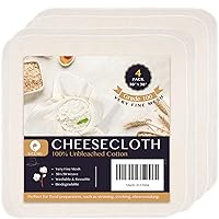 Precut Cheesecloth, 30 x 30'' 4 Pack, Grade 100, Ultra Fine for Straining & Cooking, 100% Unbleached Cotton Cheese Cloth for Making Cheese
