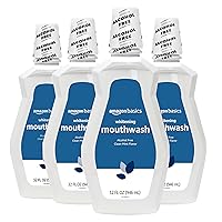 Amazon Basics Whitening Mouthwash, Alcohol Free, Clean Mint, 32 Fl Oz (Pack of 4) (Previously Solimo)