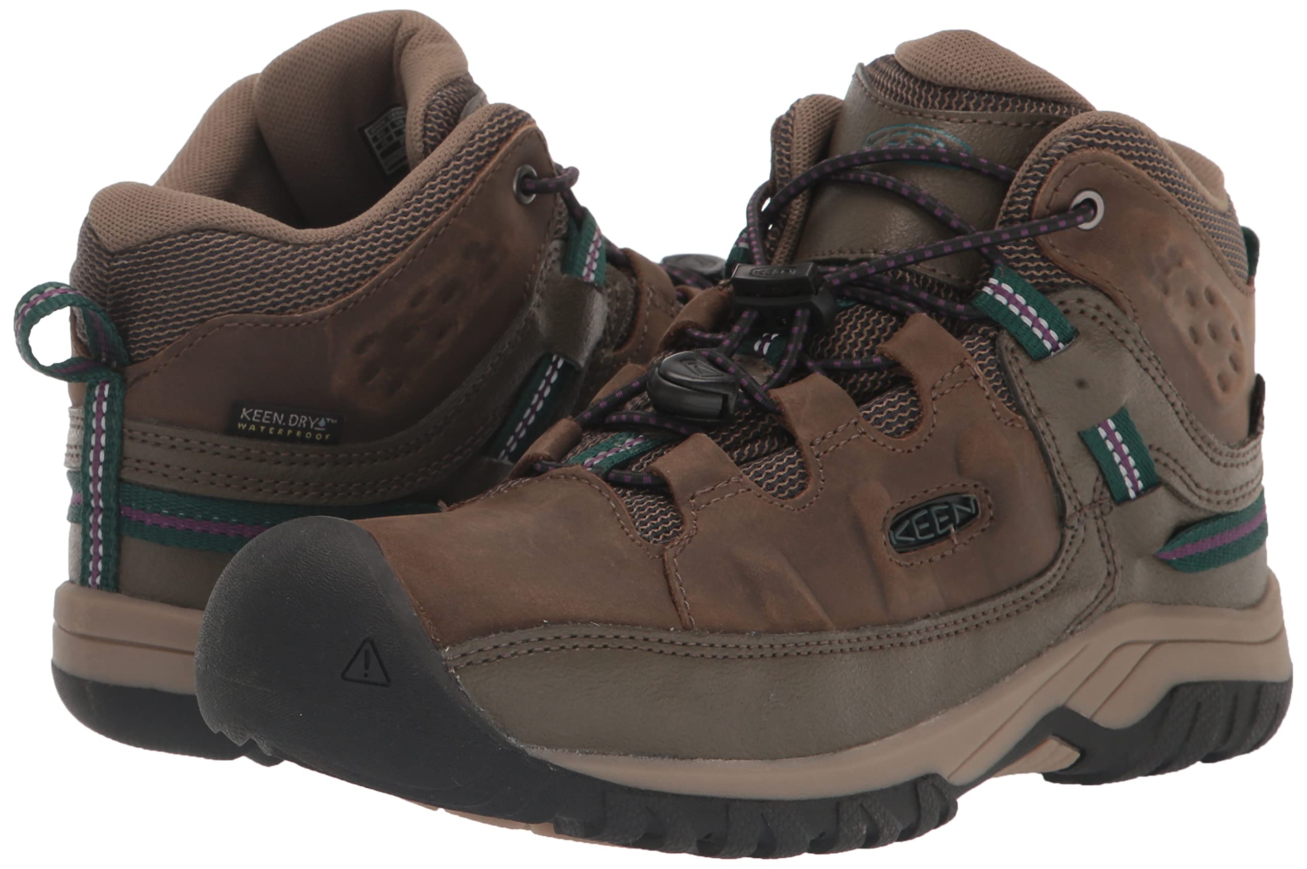KEEN Targhee Mid Height Waterproof Hiking Boots, 3 US Unisex Big Kid