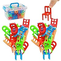 Chair Stacking Game, 96pcs/Set 1.9inch Stacking Chairs Game with Storage Box, Mini Stacking Chairs Balance Game, Family Board Balancing Toys for Kids Adults