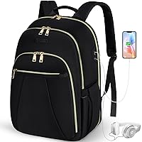 IGOLUMON Laptop Backpack for Women Men 15.6 Inch Travel Backpack Waterproof bookbag TSA Friendly Laptop Backpacks for Business/Work/Travel Black
