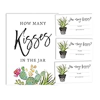 How Many Kisses in The Jar White Cactus Taco'bout Love Bridal Shower Game 1 Sign + 30 Cards