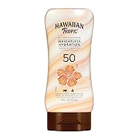 Hawaiian Tropic Weightless Hydration Lotion Sunscreen SPF 50, 6oz | Oil Free Sunscreen, Hawaiian Tropic Sunscreen SPF 50, Broad Spectrum Sunscreen, Oxybenzone Free Sunscreen, Body Sunscreen, 6oz