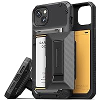 VRS DESIGN Damda Glide Hybrid Phone Case Designed for iPhone 15 Plus (2023), Functional Sturdy Wallet Card Holder Kickstand Case Compatible with iPhone 15 Plus (Matte Black)
