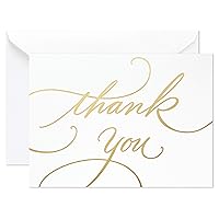 Hallmark Wedding, Baby Shower, Bridal Shower Thank You Cards (Gold Foil Script, 100 Thank You Notes and Envelopes)